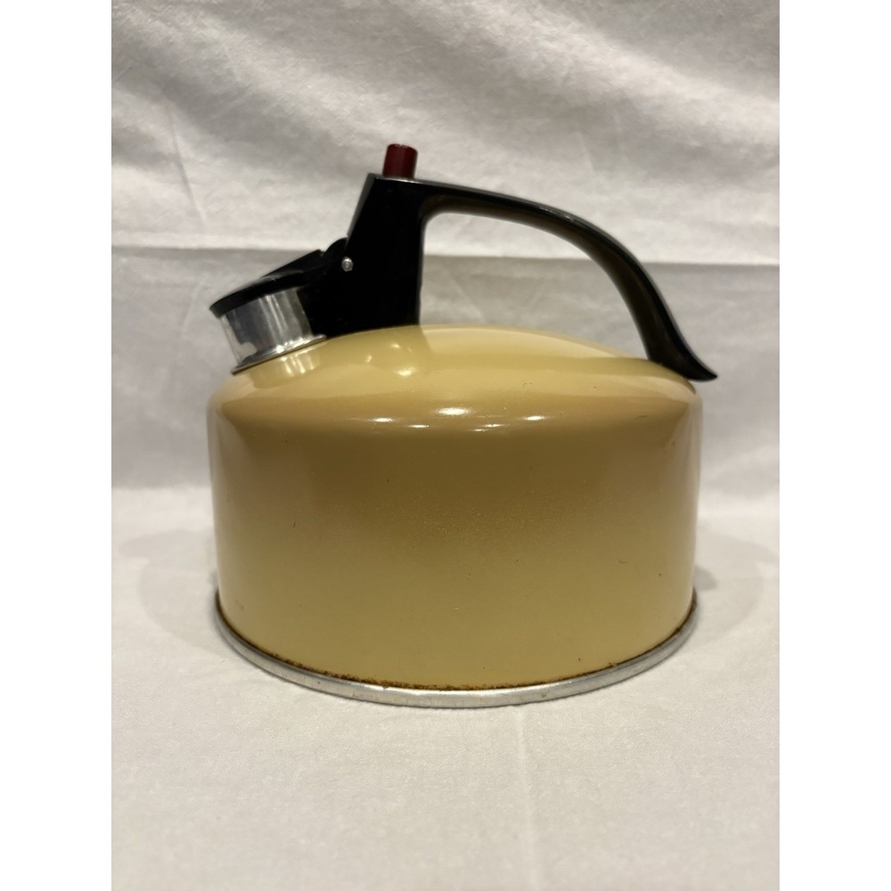 Vintage Regal Ware Yellow Aluminum Whistling Tea Kettle Mid Century Kitchen USA